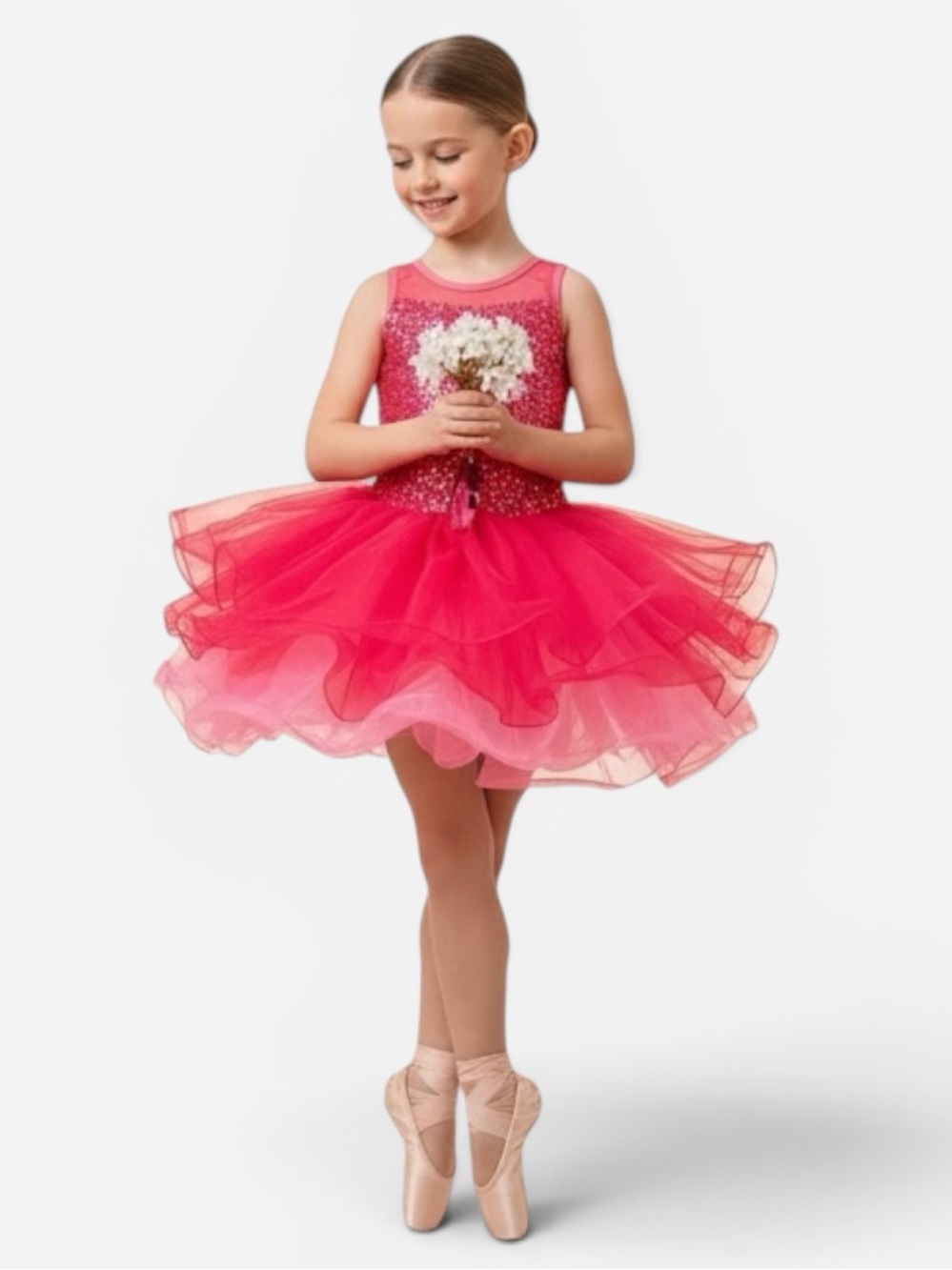 Weissman Red/Pink Sequin Dress Recital Tutu Ballerina Girls Size 1C Like New